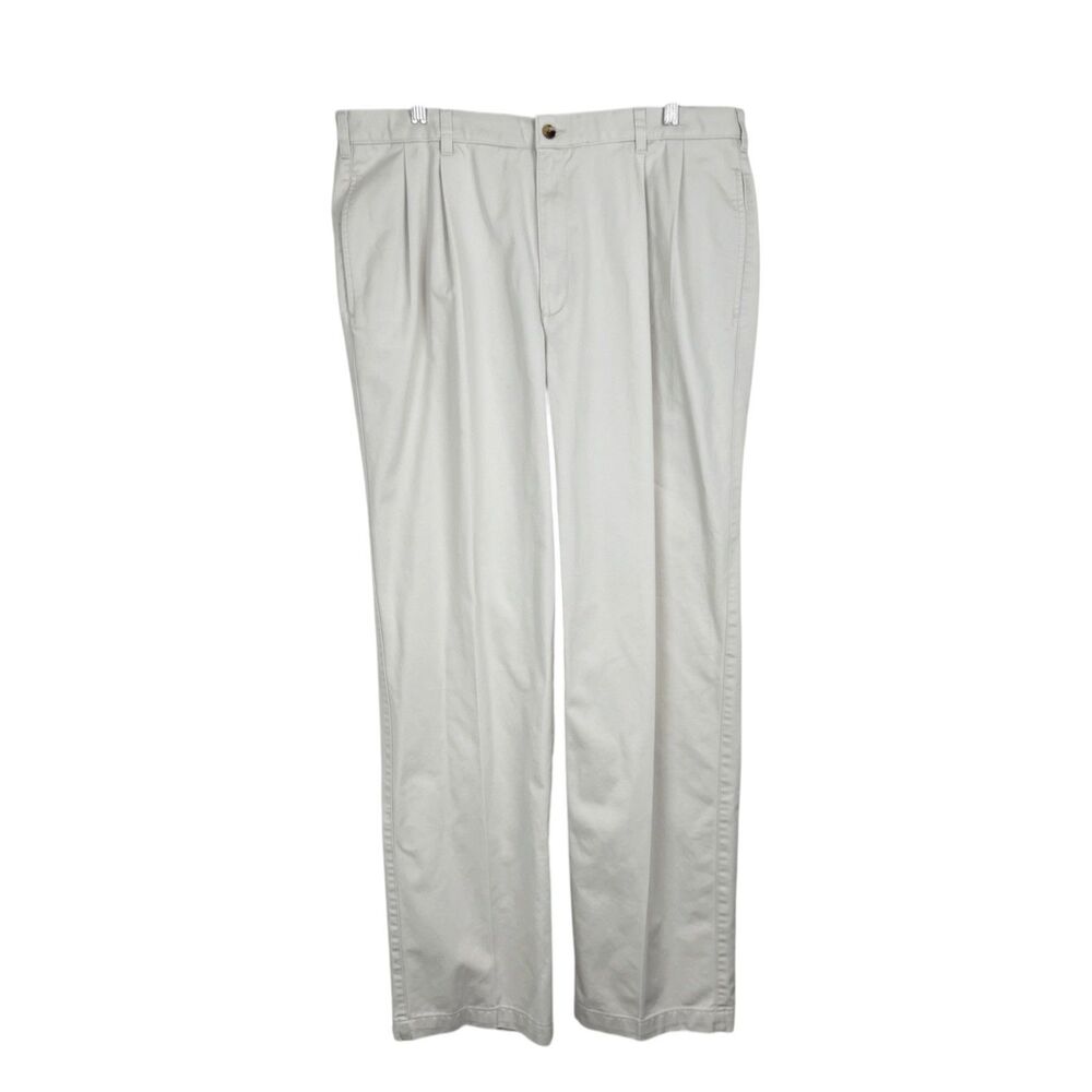 Van Heusen Pants Men 36 X 34 Khaki Light Pleated Straight Leg Bottoms